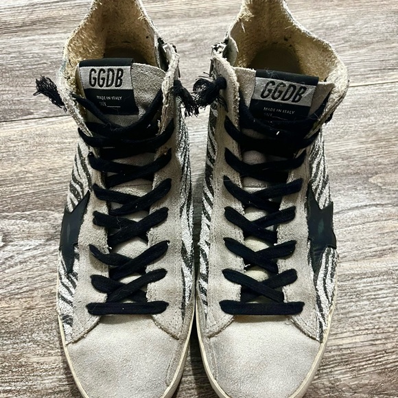 Golden Goose Shoes - Golden Goose Zebra Print Sneakers - Black and White